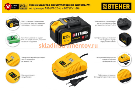 Бесщеточный винтоверт STEHER 20В, без АКБ CSB-300