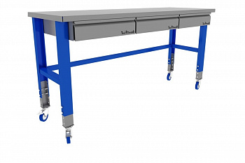 Промышленный металлический стол на колесах 2000 мм Верстакофф PROFFI 115013