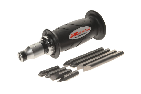 Отвертка с резиновой рукояткой и набором бит 9 шт JTC-5410