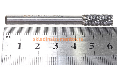 Борфреза твердосплавная цилиндрическая с торцовыми зубьями с двойной насечкой (6х16 мм; хвостовик 6 мм) ПНЕВМО-ТРЕЙД B0616-M06