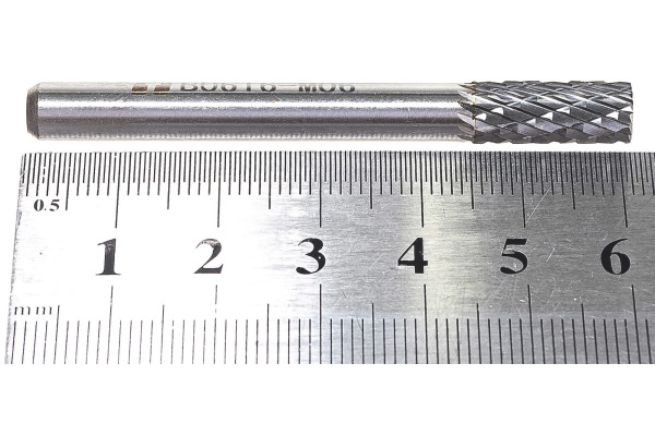 Борфреза твердосплавная цилиндрическая с торцовыми зубьями с двойной насечкой (6х16 мм; хвостовик 6 мм) ПНЕВМО-ТРЕЙД B0616-M06