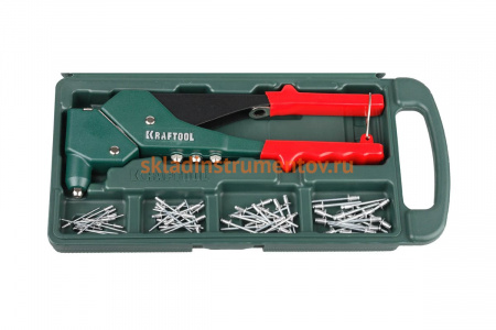 Поворотный заклепочник Kraftool 360°, RX-7 2.4-4.8 мм - алюминий и сталь, 2.4-4.0 - нерж.сталь, в боксе, с набором заклепок 31176-H6_z01