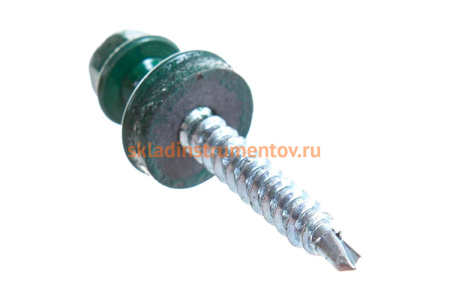 Саморезы для крепления кровельных материалов к деревянной обрешетке Зубр цвет RAL 6005 зеленый насыщенный, оцинкованные, 4,8x38мм, 600шт 4-300310-48-038-6005