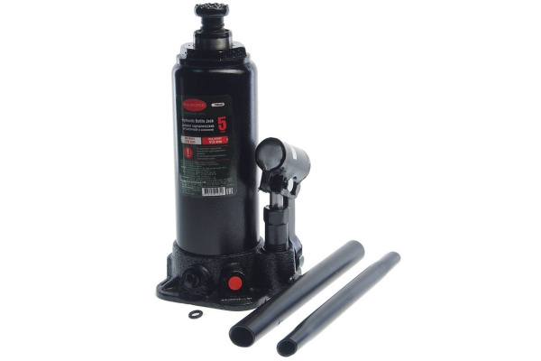 Гидравлический бутылочный домкрат с клапаном 5т выс.подъема 216-413мм ROCKFORCE RF-T90504S