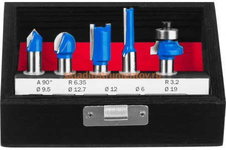 Набор фрез по дереву (5 шт; хвостовик 8 мм) Зубр 28795-H5