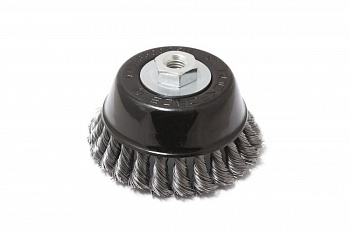 Кордщетка чашеобразная стальная витая для УШМ 75 мм, в блистере ROCKFORCE RF-BWC103