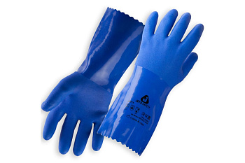 Защитные химические перчатки с покрытием из ПВХ Jeta Safety, синие, размер L/9, JP711-L
