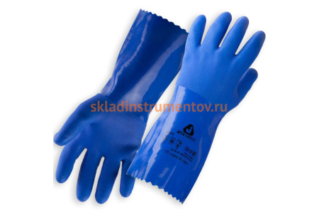Защитные химические перчатки с покрытием из ПВХ Jeta Safety, синие, размер XL/10, JP711-XL Защитные химические перчатки с покрытием из ПВХ Jeta Safety, синие, размер XL/10, JP711-XL