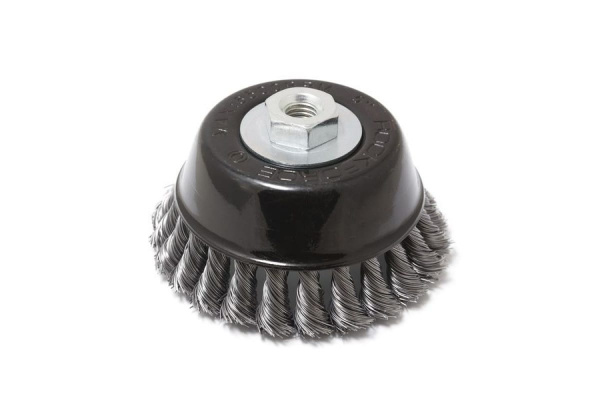 Кордщетка чашеобразная стальная витая для УШМ 75 мм, в блистере ROCKFORCE RF-BWC103