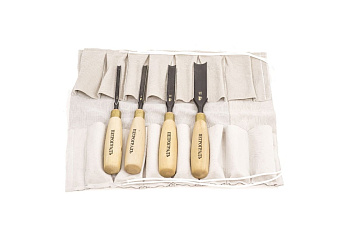 Набор стамесок 8, 10, 16, 26мм (полукруглая РК, 4 штуки, в сумке-скрутке) Петроградъ М00012811