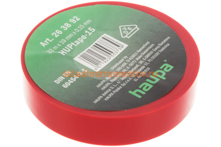 Изолента ПВХ HAUPA 19 мм x 33 м, цвет красный 263892