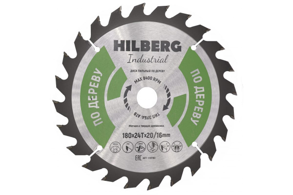 Диск пильный Industrial Дерево (180x20/16 мм; 24Т) Hilberg HW180