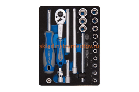 Набор шестигранных торцевых головок с принадлежностями KING TONY 1/4" 4-14 мм 21 предмет 2524MRV