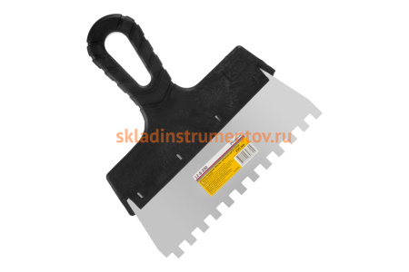 Фасадный зубчатый шпатель (нержавеющая сталь, 200мм, зуб.8x8мм) РемоКолор Мастер 12-8-200