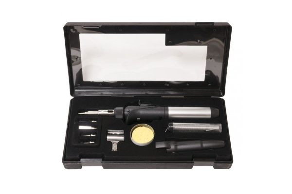 Газовый паяльник в наборе с насадками и приспособлениями ROCKFORCE 9 предметов, в кейсе RF-249BSI Газовый паяльник в наборе с насадками и приспособлениями ROCKFORCE 9 предметов, в кейсе RF-249BSI