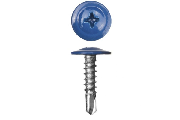 Саморезы с прессшайбой и сверлом по листовому металлу до 2мм Зубр RAL-5005 PH2 4,2х25мм 400шт 300211-42-025-5005