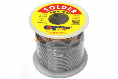 Припой (2 мм, 0.5 кг, Sn60/Pb40, без флюса) ASAHI 00-00000290
