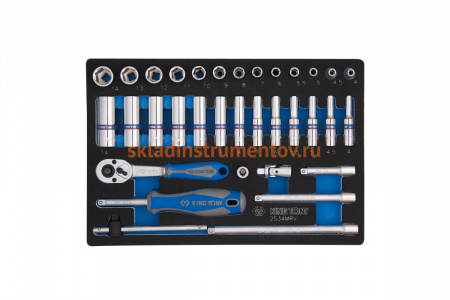 Набор шестигранных торцевых головок с принадлежностями KING TONY 1/4" 4-14 мм, 34 предмета 2534MRV