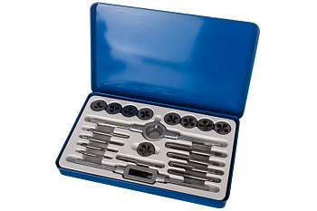 Набор плашек и метчиков из 20 предметов (М3-М12, металлический кейс) Техносталь t207020