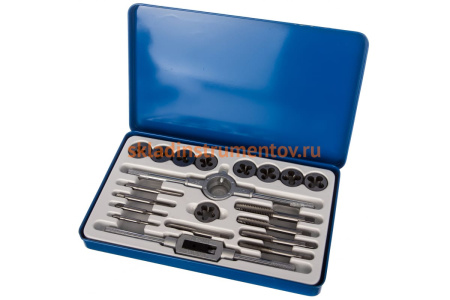 Набор плашек и метчиков из 20 предметов (М3-М12, металлический кейс) Техносталь t207020