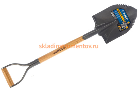 Лопата Зубр БЕРКУТ автомобильная деревянный черенок металлическая рукоятка  Проф 4-39506_z02