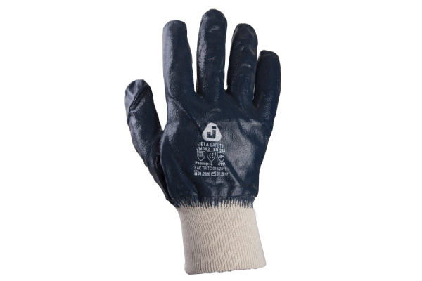 Защитные перчатки с нитриловым покрытием JetaSafety 12 пар JN062-L