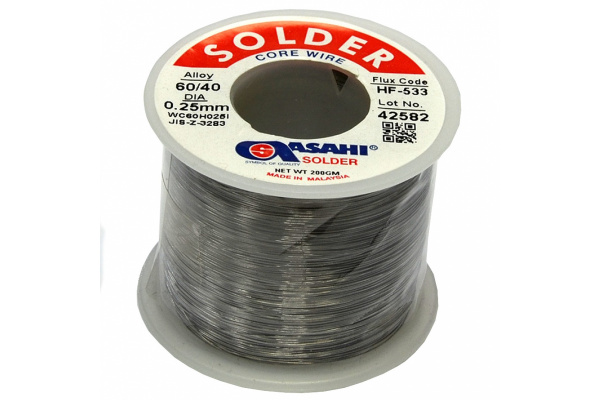 Припой (0.25 мм, 0.2 кг, Sn60/Pb40, HF533 флюс RMA) ASAHI 00-00002074