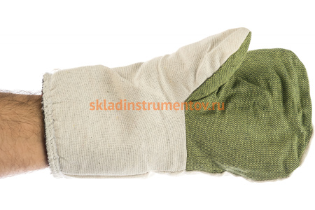 Утепленные рукавицы СИБРТЕХ двунитка с брезентовым наладонником, ватин, 2 размер 68131
