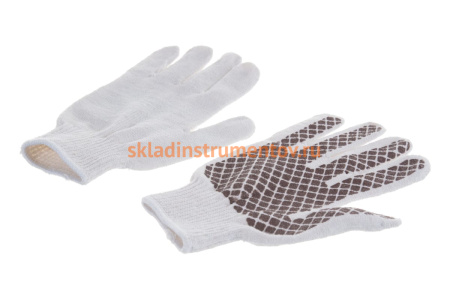 Трикотажные перчатки СИБРТЕХ, рисунок ПВХ гель Шахматный облив, оверлок, 67779