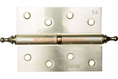 Дверная разъемная петля Зубр Эксперт 1 подшипник цвет матовая латунь SB правая с крепежом 100x75x2.5 мм 2 шт. 37605-100-3R