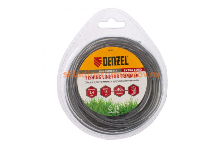 Леска двухкомпонентная для триммера, круглая DENZEL 96180