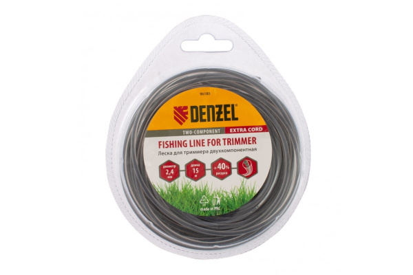 Леска двухкомпонентная для триммера, круглая DENZEL 96180