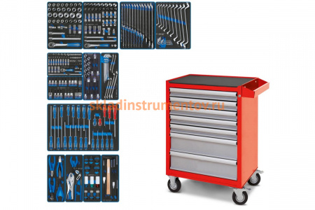 Набор инструментов KING TONY "CLAIM" в красной тележке, 286 предметов 934-286AMR