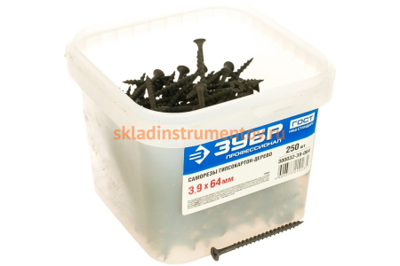 Саморезы СГД гипсокартон-дерево ЗУБР, 64 х 3.9 мм, 250 шт, фосфатированные, 300032-39-064