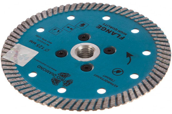 Диск алмазный отрезной Турбо с фланцем Grand hot press (125 мм; М14) TRIO-DIAMOND FHQ452 Диск алмазный отрезной Турбо с фланцем Grand hot press (125 мм; М14) TRIO-DIAMOND FHQ452