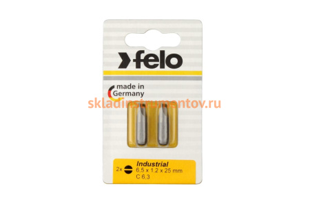 Бита Плоская шлицевая 6,5X1,2X25, 2шт Felo 2061036