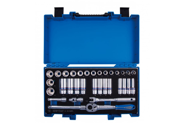 Набор торцевых головок с принадлежностями 3/8" KING TONY двенадцатигранные, 7-24 мм, 33 предмета 3033MRV