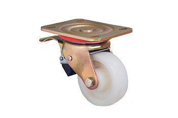 Колесо большегрузное нейлоновое поворотное с тормозом 125 мм MFK-TORG ED01-HKZ-125-F