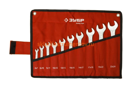 Набор гаечных рожковых ключей Зубр МАСТЕР 10 шт. 27010-H10