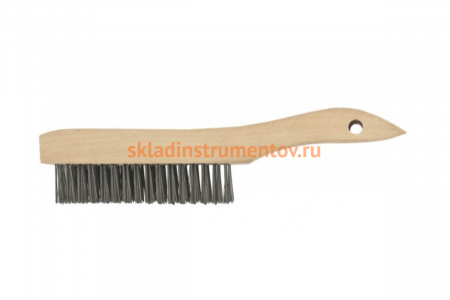 Зачистная 6-и рядная щетка, закаленная прямая проволока с деревянной ручкой СИБРТЕХ 74806