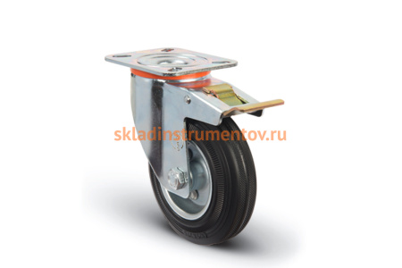 Колесо промышленное поворотное с тормозом 100 мм MFK-TORG EM01-SMR-100-F