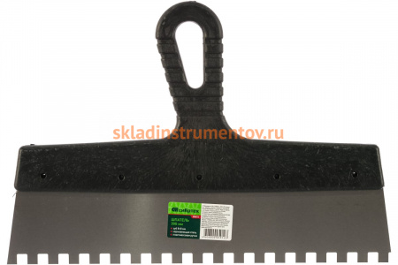 Шпатель из нержавеющей стали, 300 мм, зуб 8x8 мм, пластмассовая ручка СИБРТЕХ 85476