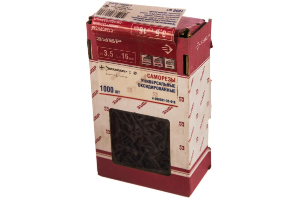 Саморезы универсальные по дереву 1000 шт. (3,5х16 мм; PH2; ТФ1) Зубр 4-300031-35-016