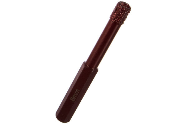 Коронка алмазная вакуумная по камню D8-10W-35L-Ш8 (8х35 мм; хвостовик HEX8 мм) MESSER 06-36-008