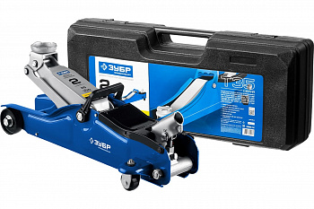 Гидравлический подкатной домкрат 2т, 85-330мм, в кейсе, ЗУБР Профессионал T35 43056-2-K