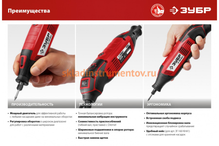 Электрический гравер ЗУБР 41 предмет, кейс ЗГ-160 КН41