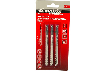 Полотна для электролобзика по дереву T101B (75 мм; 2.5 мм; 3 шт.) MATRIX 78201