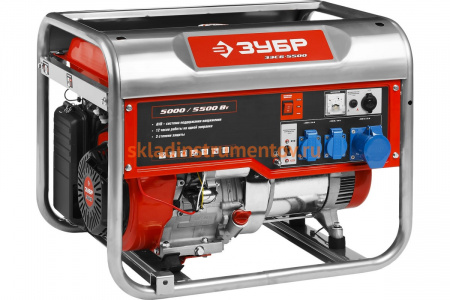 Бензиновый генератор Зубр 5500/5000Вт, 220/12В ЗЭСБ-5500