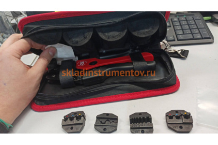 Ручные пресс-клещи КВТ СТК+4, 4 матрицы в сумке 75907