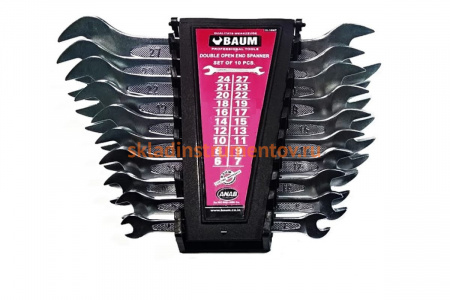 Набор рожковых ключей BAUM в пластиковом держателе,  6x7-24x27 мм, 10 предметов 10-10МР